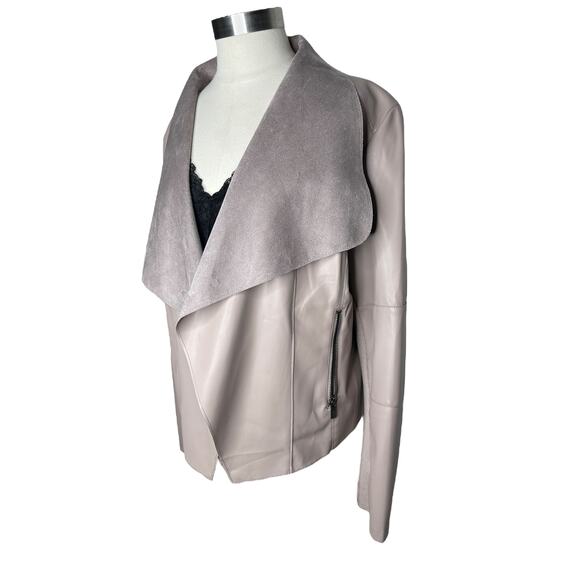 Bagatelle Collection Faux Leather Jacket Pink Open Front Women's Size Large - Picture 6 of 12